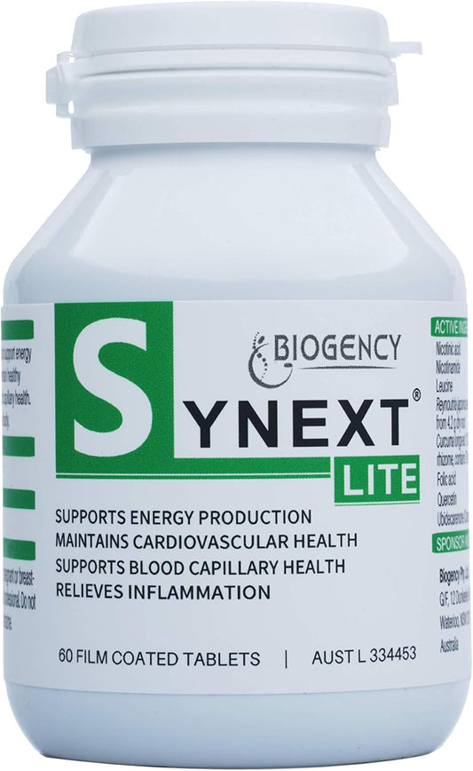 Biogency Synext LITE NAD+ Supplement 60 Tablets for Energy Support - Australian Made