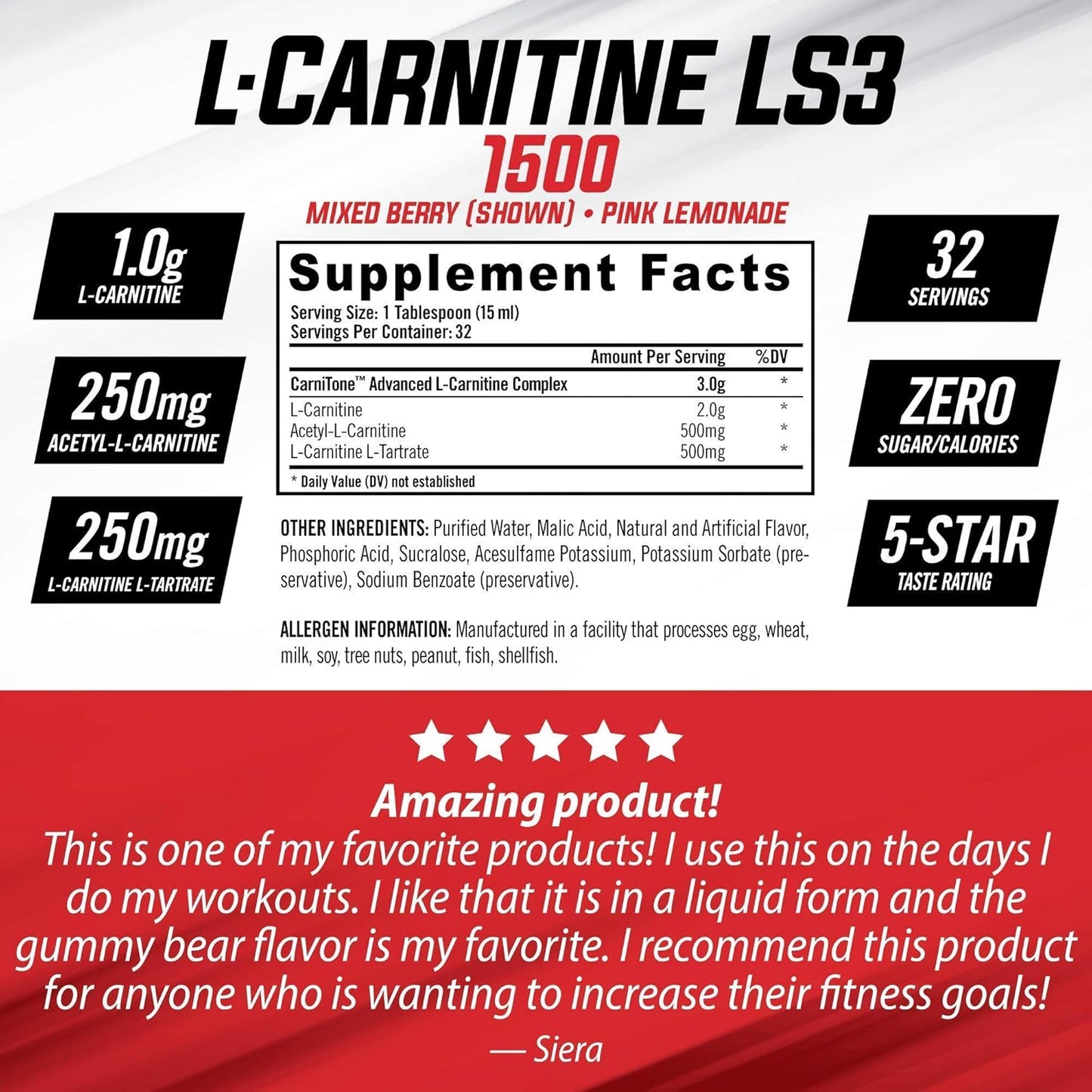 BioGenetic Laboratories iSatori L-Carnitine LS3 Mixed Berry 1500mg (32 Servings) Bundle with BioGenetic Labs