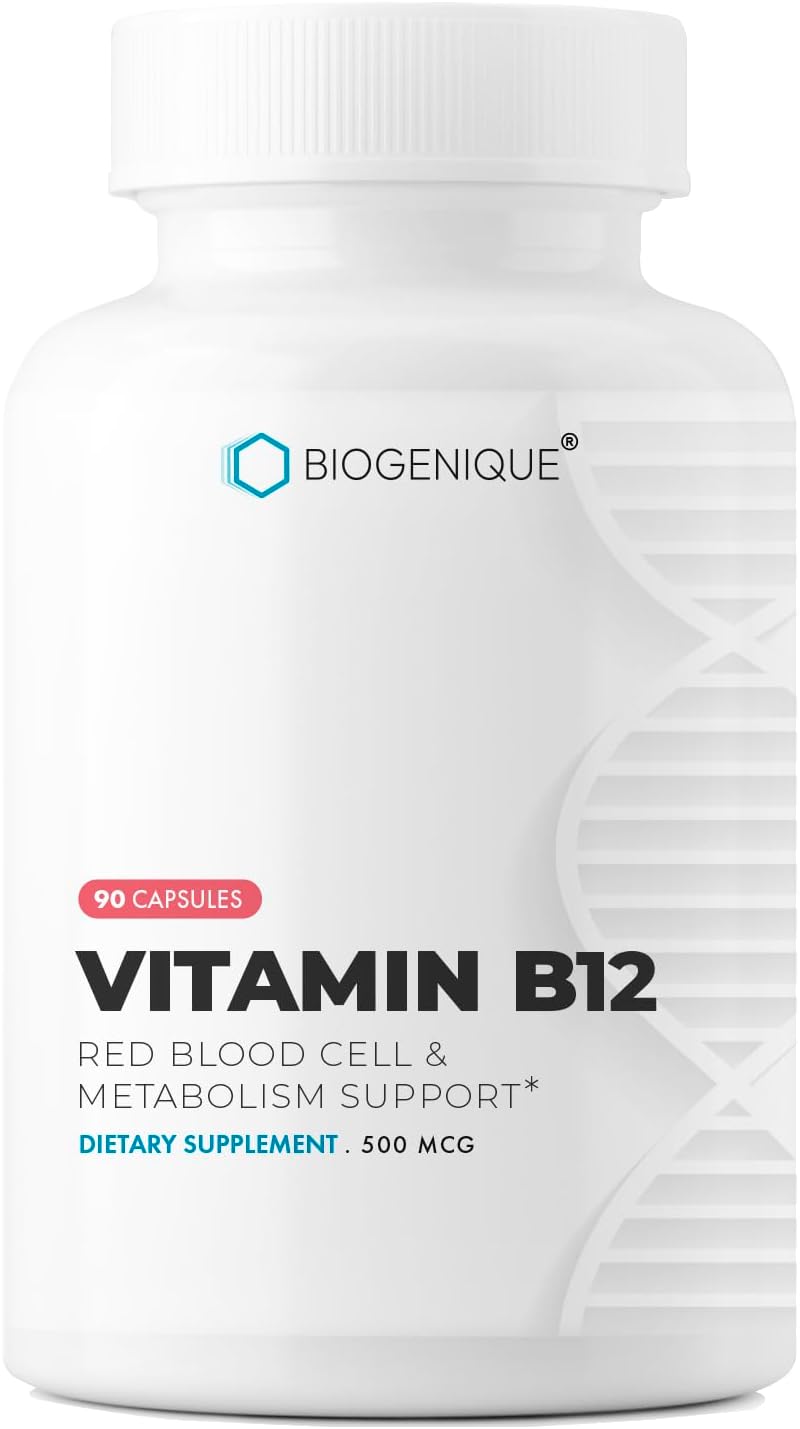 Biogenique Methylcobalamin Vitamin B12 Capsules - Supports Energy, Nervous System, Blood Cells & Methylation - Non-GMO, Gluten-Free Vitamin Supplement