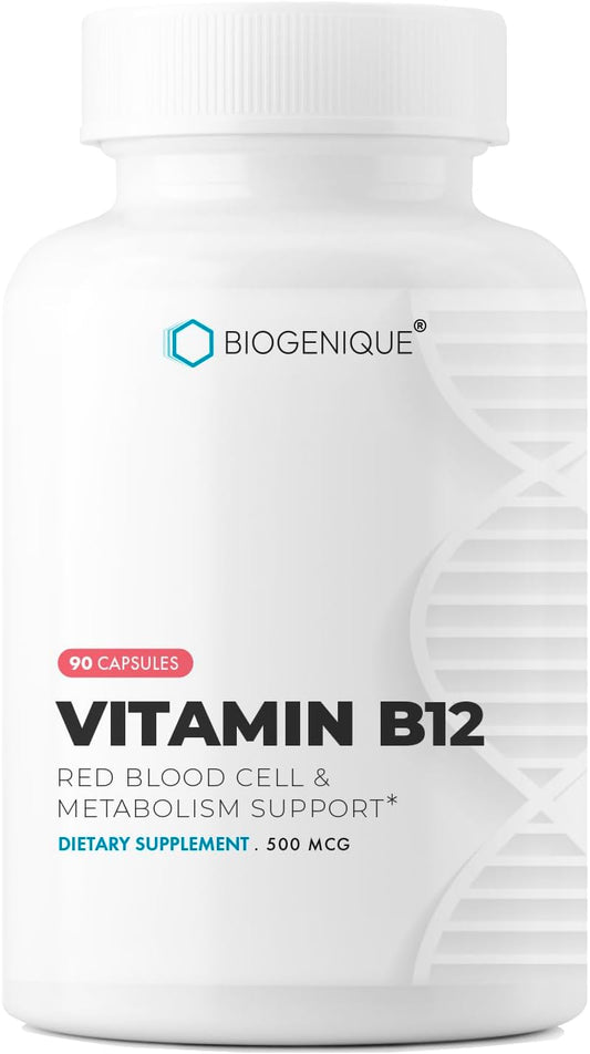 Biogenique Methylcobalamin Vitamin B12 Capsules - Supports Energy, Nervous System, Blood Cells & Methylation - Non-GMO, Gluten-Free Vitamin Supplement