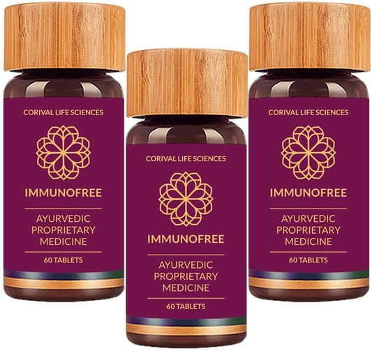 Biogetica Immunofree Herbal Supplement - Immune Support with Tulsi, Kalmegh, Yashtimadhu & Giloy - Vegan Tablets Pack of 3 x 60