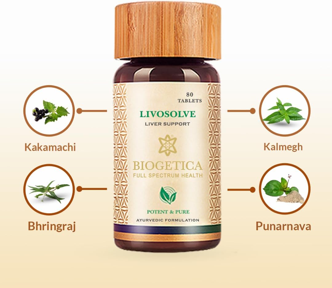 Biogetica Livosolve Liver Care Supplement - Detox & Cleanse for Total Support - Vegan & Non-GMO - 80 Tablets