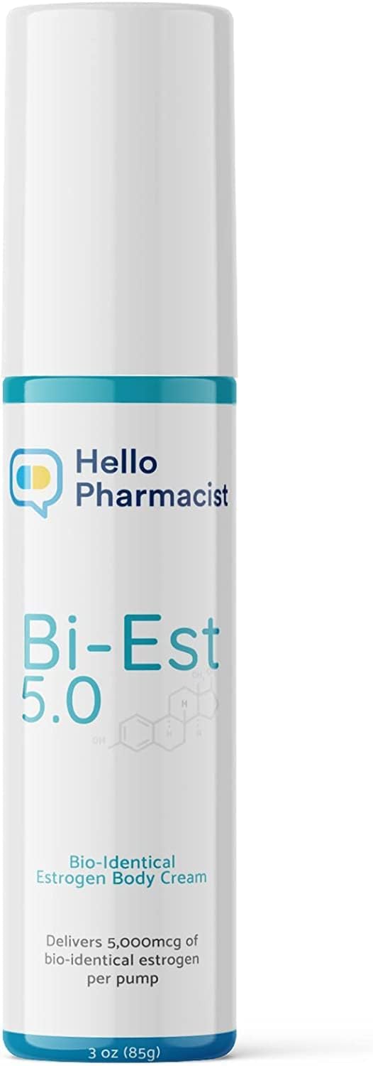 Bioidentical Bi-EST 5.0 Estrogen Cream for Menopause Relief - 5 mg Per Pump - Infused with Essential Oils and Herbs - Moisturizing Skin Treatment (3 oz/85g)