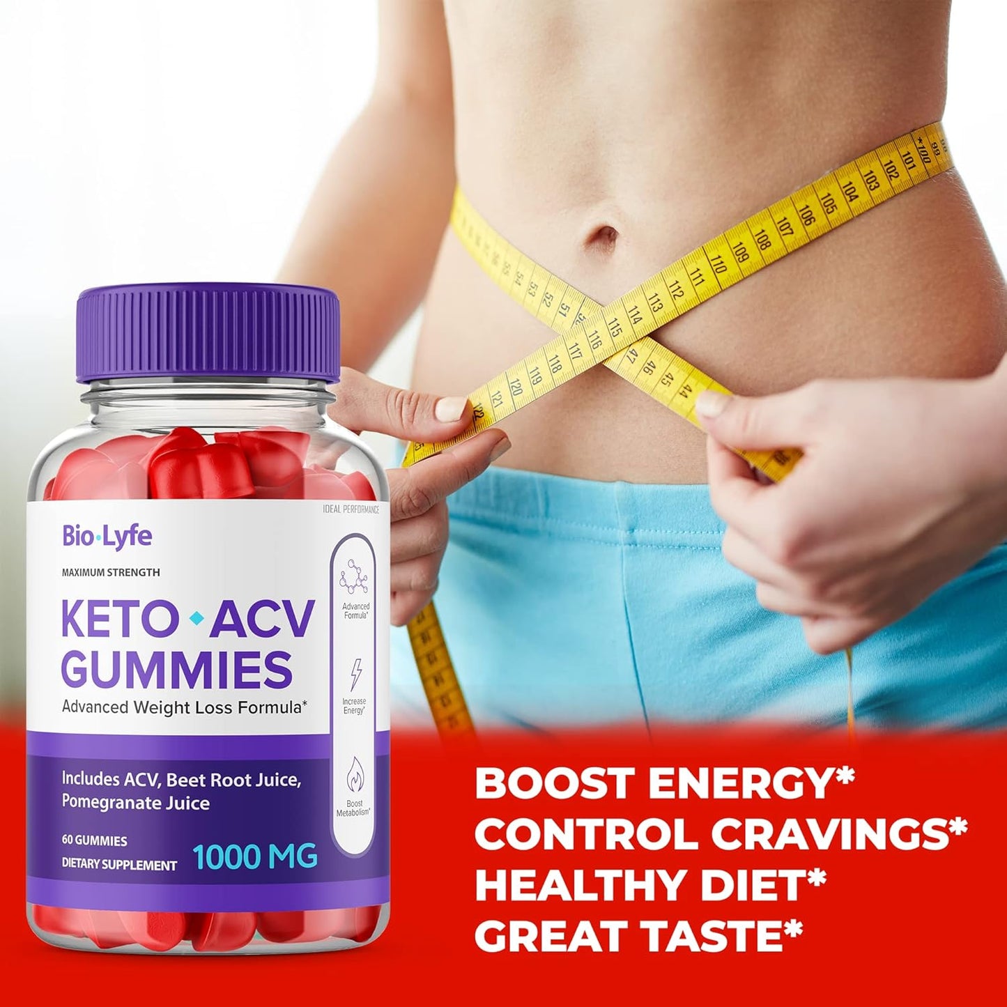 Biolyfe Keto Gummies 3 Pack for Optimal Performance and ACV Support (180 Gummies)