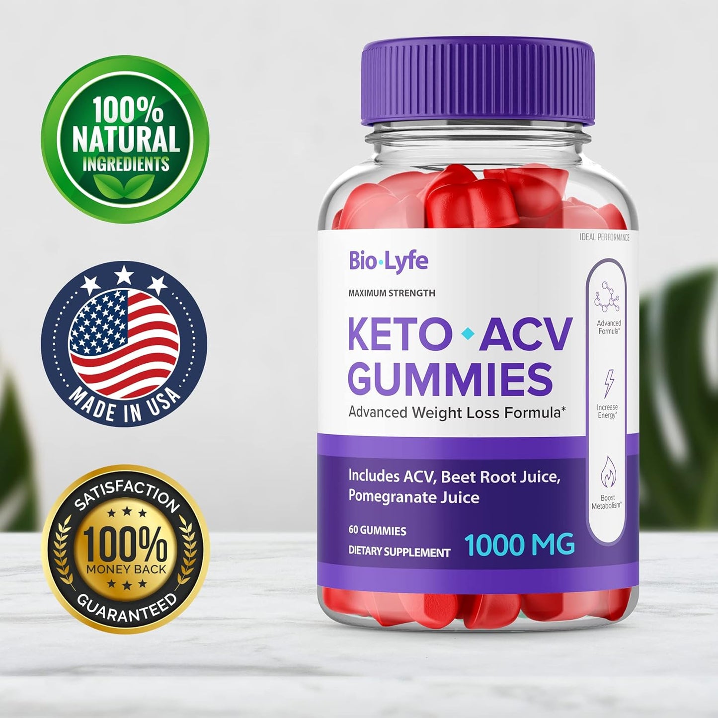 Biolyfe Keto Gummies 3 Pack for Optimal Performance and ACV Support (180 Gummies)