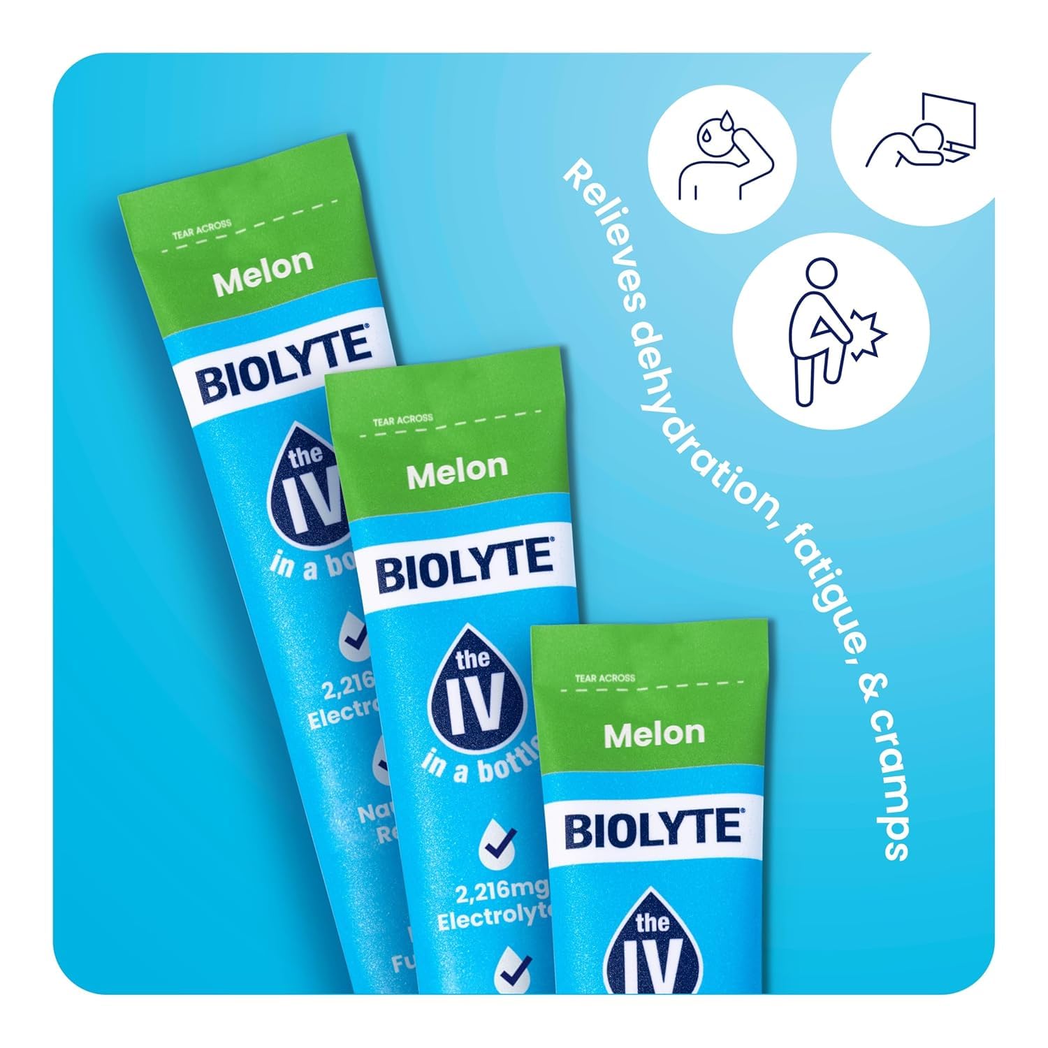 BIOLYTE IV Hydration Packets - Electrolyte Drink Mix for Dehydration Relief, Doctor-Developed Rehydration Formula with Sodium & Vitamins - Watermelon Flavor (16 Sticks)
