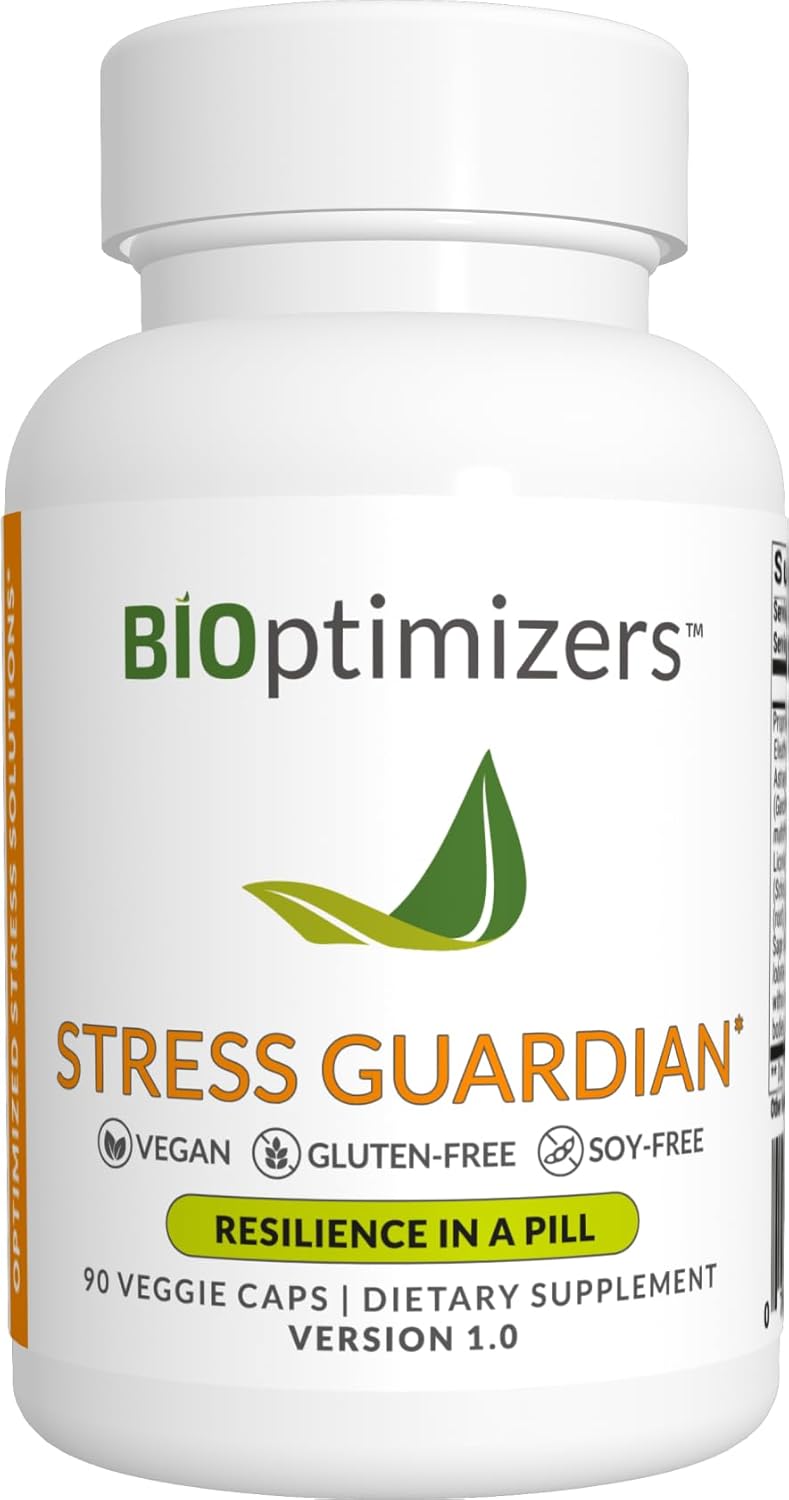 BiOptimizers Stress Guardian Capsules - Natural Stress Relief & Sleep Support - 90 Capsules