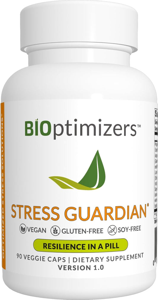 BiOptimizers Stress Guardian Capsules - Natural Stress Relief & Sleep Support - 90 Capsules