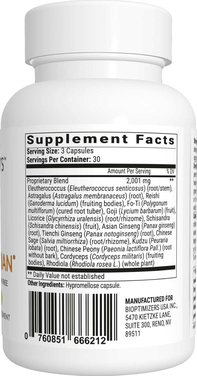 BiOptimizers Stress Guardian Capsules - Natural Stress Relief & Sleep Support - 90 Capsules