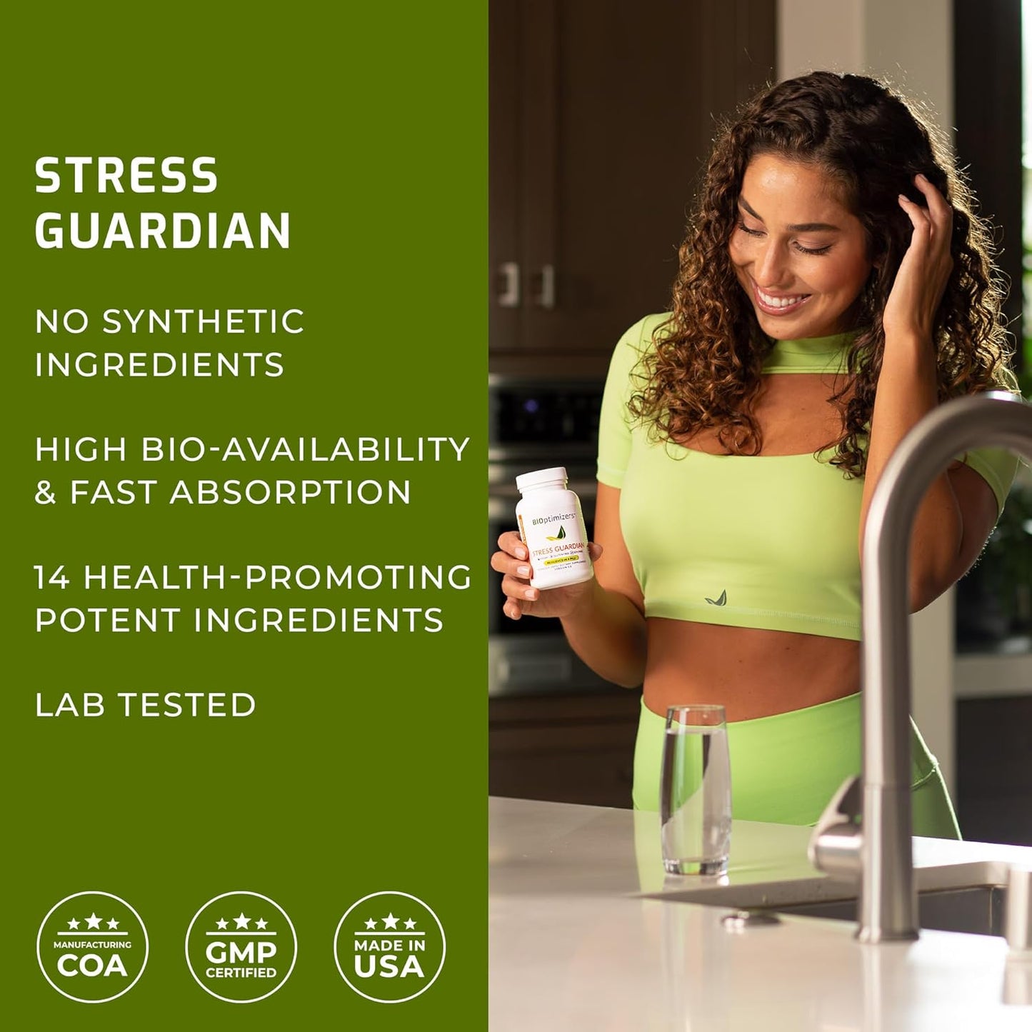 BiOptimizers Stress Guardian Capsules - Natural Stress Relief & Sleep Support - 90 Capsules