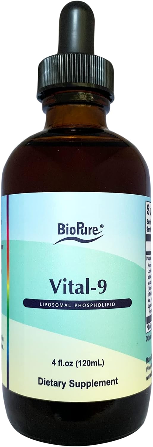 BioPure Vital-9 Liposomal Phospholipid - Herbal Extracts & Liposomes for Respiratory & Immune Support - 4 fl. oz.