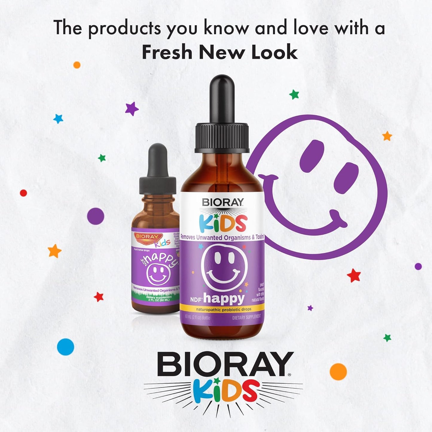 BIORAY Kids NDF Happy Peach 2 fl oz - Eliminates Irritability-Causing Organisms - 1-2 Month Supply
