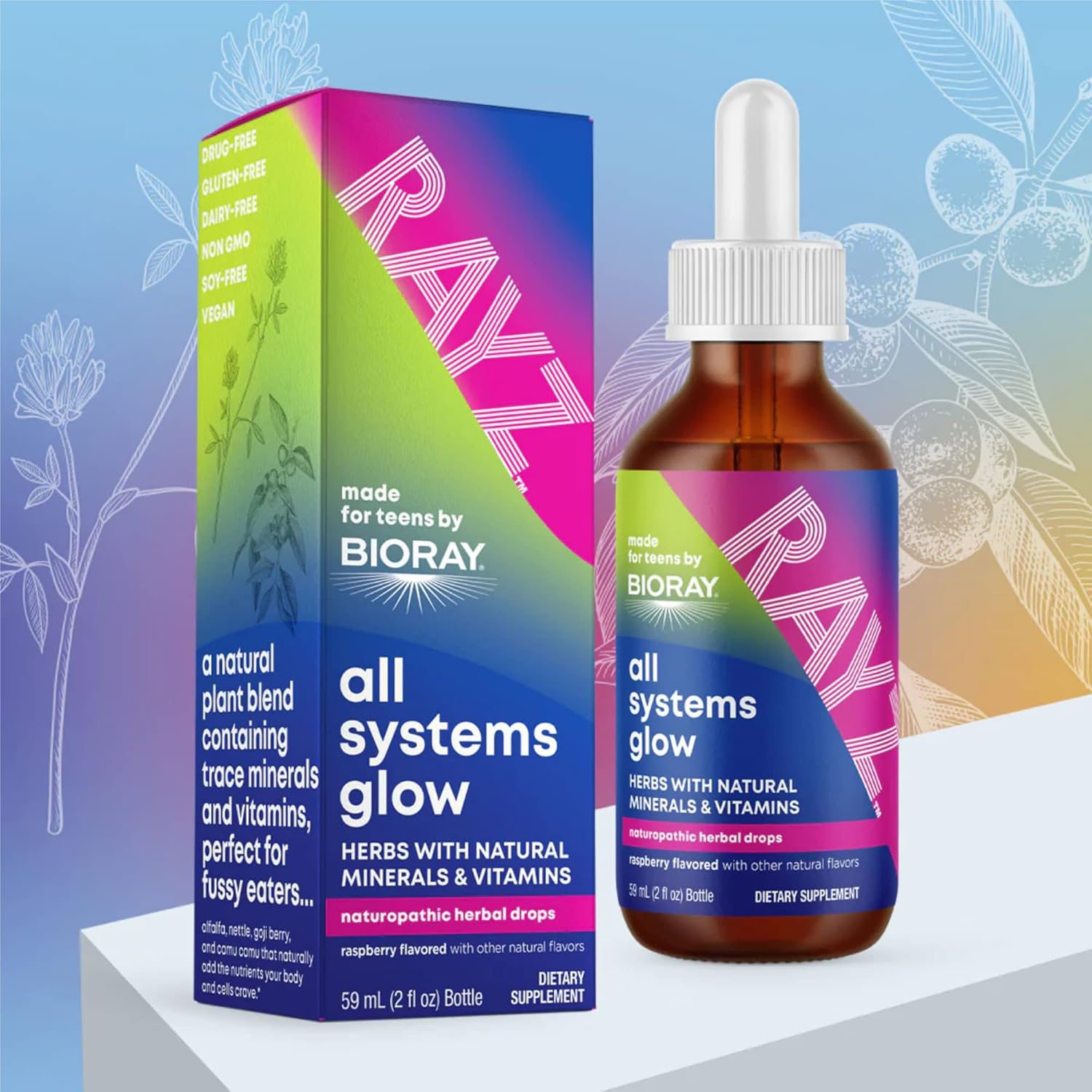 BIORAY RAYZ All Systems Glow Raspberry Teen Multivitamin - 2 fl oz