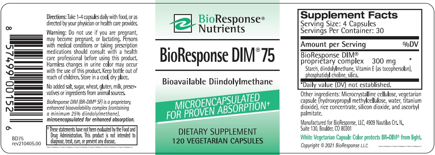 BioResponse DIM Capsules - 75mg, 120 Count - Nutrient Supplement