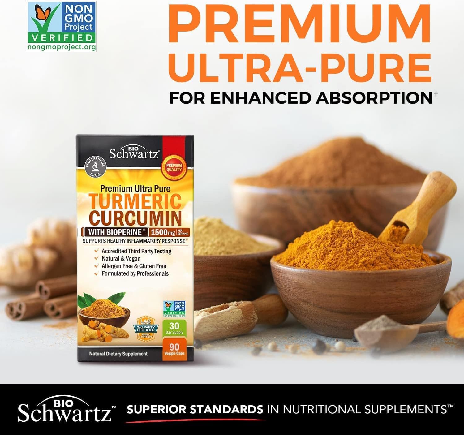 BioSchwartz 40 Billion CFU Probiotic & Turmeric Curcumin Combo - 1 Month Supply