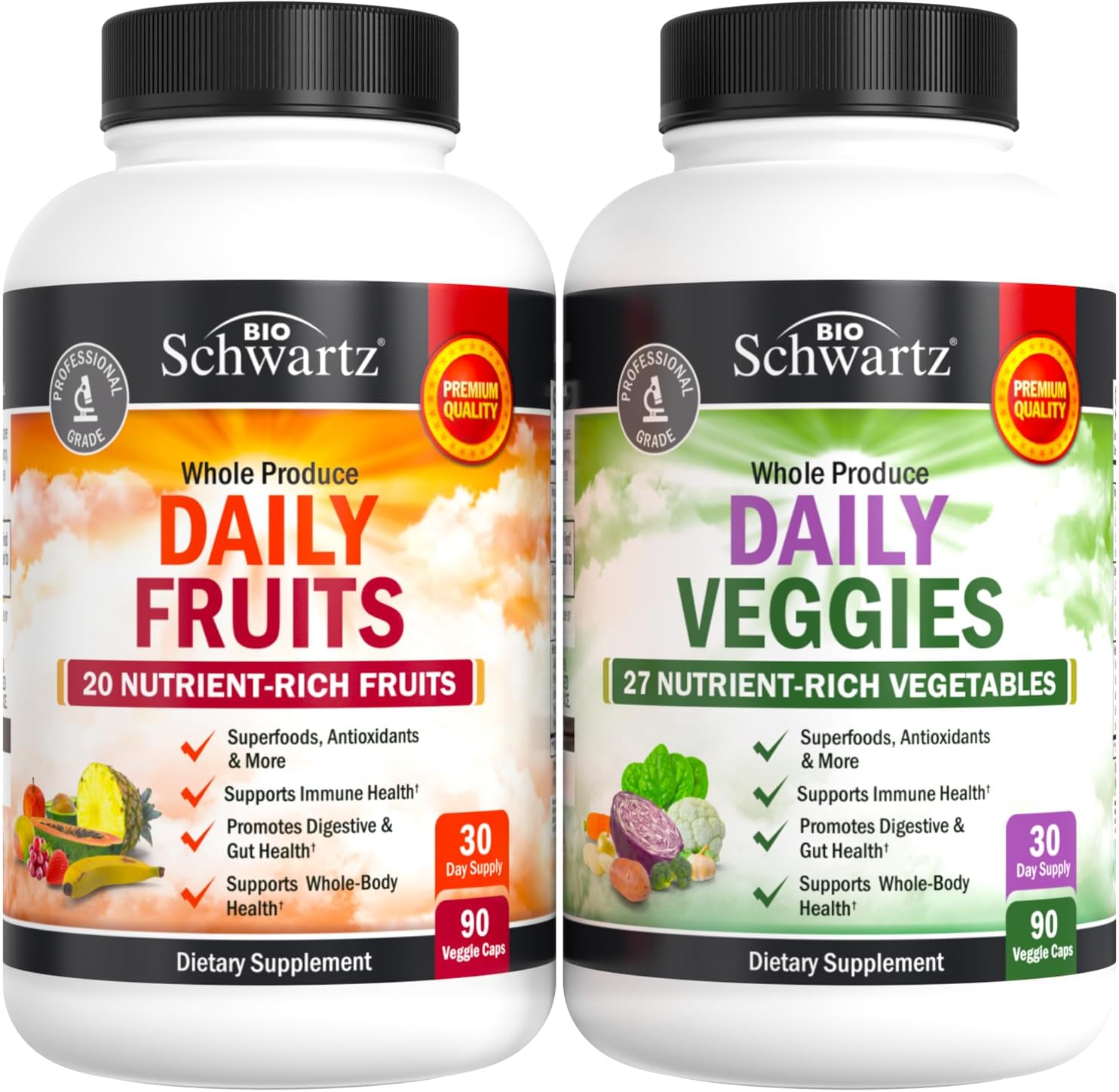 BioSchwartz Daily Fruits and Veggies + Multivitamin for Women & Men 50+ - 1 Month Supply