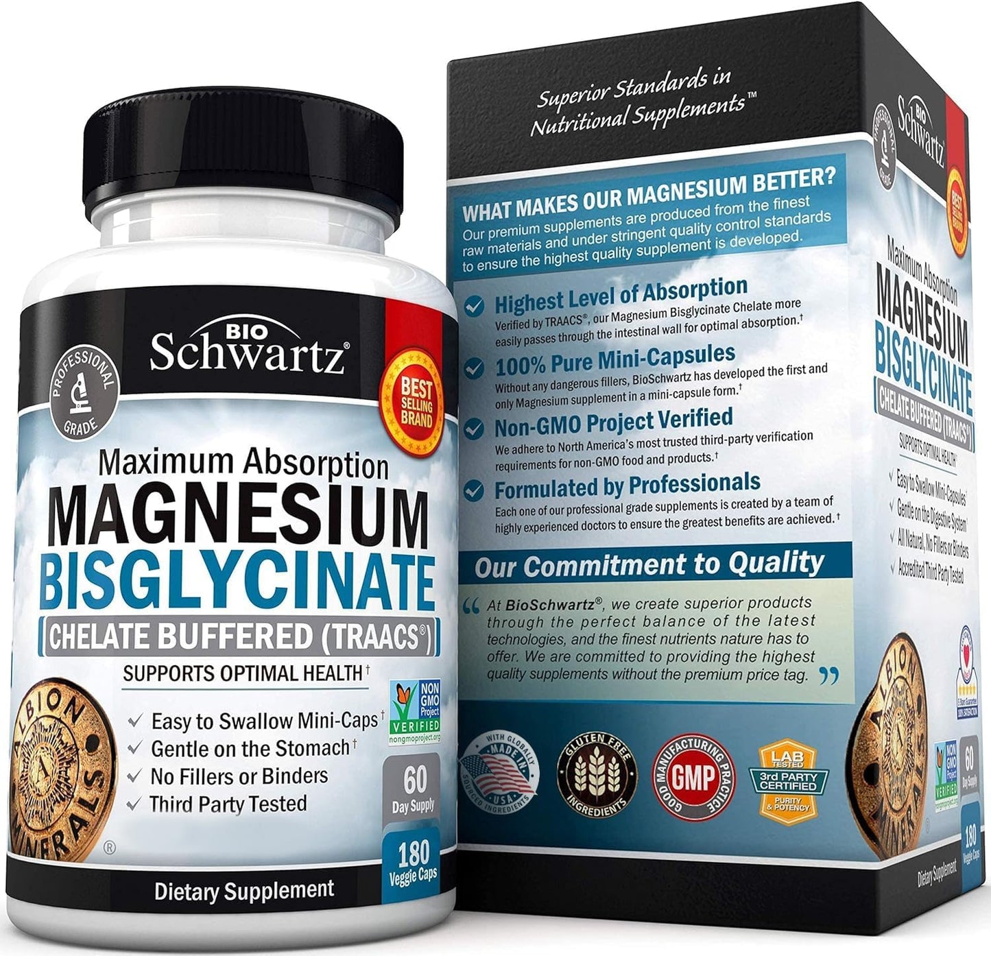 BioSchwartz High Strength Vitamin D3 5000 IU + Magnesium Bisglycinate Capsules Bundle