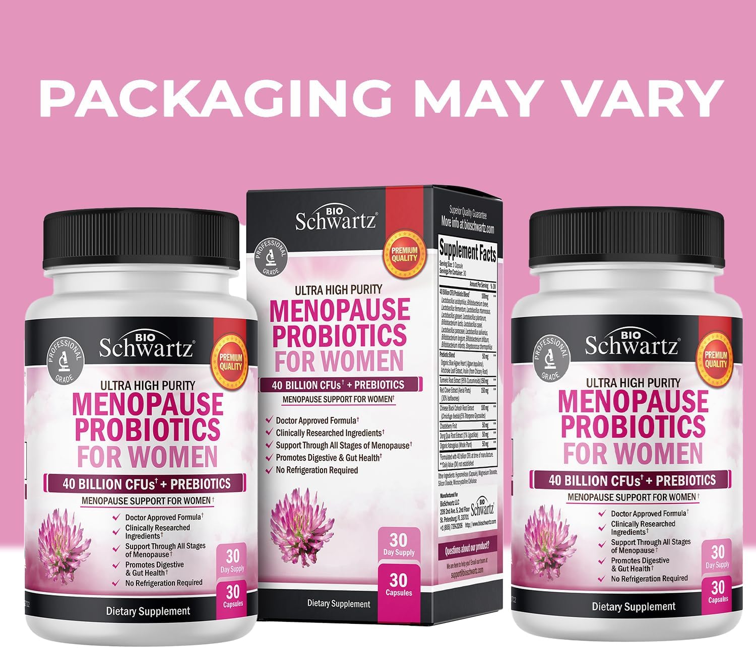 BioSchwartz Menopause Probiotic and Prebiotic Supplement for Women - Digestive Enzymes Included - 1 Month Supply