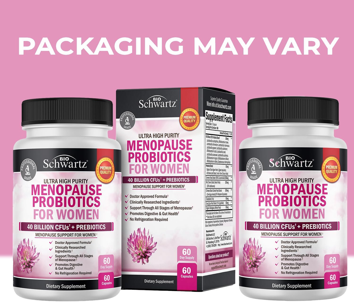BioSchwartz Menopause Probiotic & Multivitamin Bundle - 2 Month Probiotic Supply + 1 Month Multivitamin Supply for Women 50+