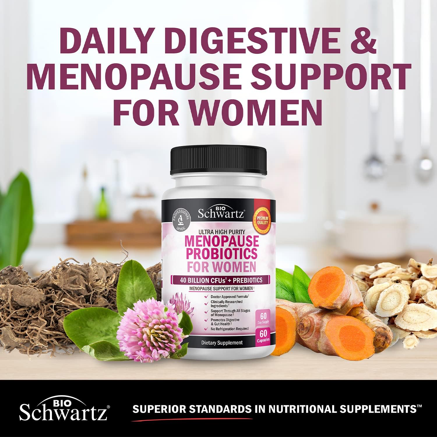 BioSchwartz Menopause Probiotic & Multivitamin Bundle - 2 Month Probiotic Supply + 1 Month Multivitamin Supply for Women 50+