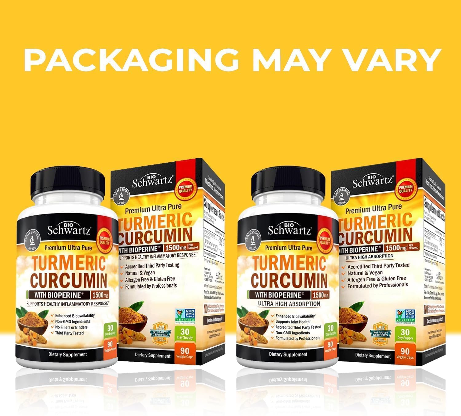 BioSchwartz Triple Strength Omega 3 Fish Oil Softgels and Turmeric Curcumin Complex Bundle (1 Month Supply)