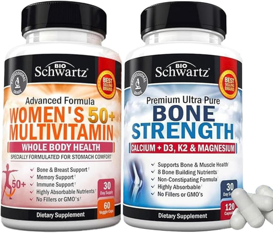 BioSchwartz Women's 50+ Daily Multivitamin & Bone Strength Mineral Supplement - 1 Month Supply