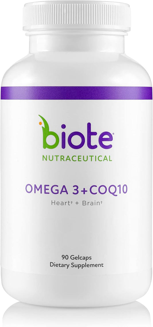 BioTE Nutraceuticals Omega 3 CoQ10 Supplement for Heart and Brain Health - 90 Gel Capsules