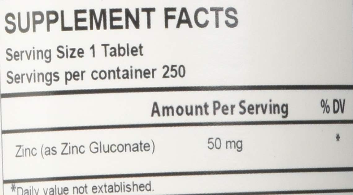 Biotech Nutritions Zinc Gluconate 50 mg - 250 Tablets, Made in USA, Vegan-Friendly Zinc Supplement