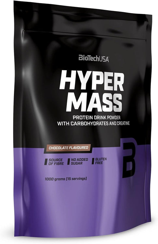 Biotechusa Hyper Mass 5000 Weight Gainer Chocolate Flavor 1000g - High-Calorie Protein Supplement