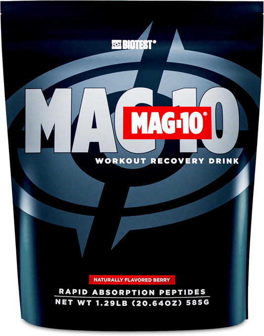 Biotest MAG-10 Recovery Drink Mix - Berry Flavor, 15 Servings, Fast-Absorbing Peptides & Cluster Dextrin for Muscle Gains & Peak Performance