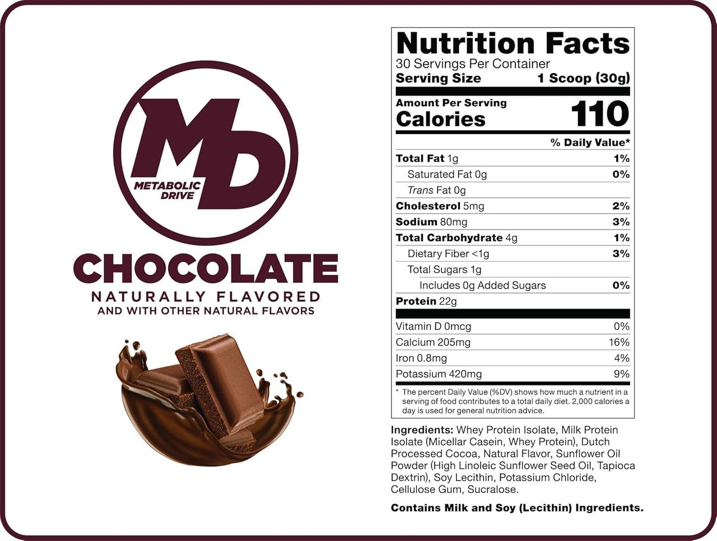 Biotest Metabolic Drive Protein Blend - Whey Isolate & Casein - Lab-Tested (2lb, Chocolate)