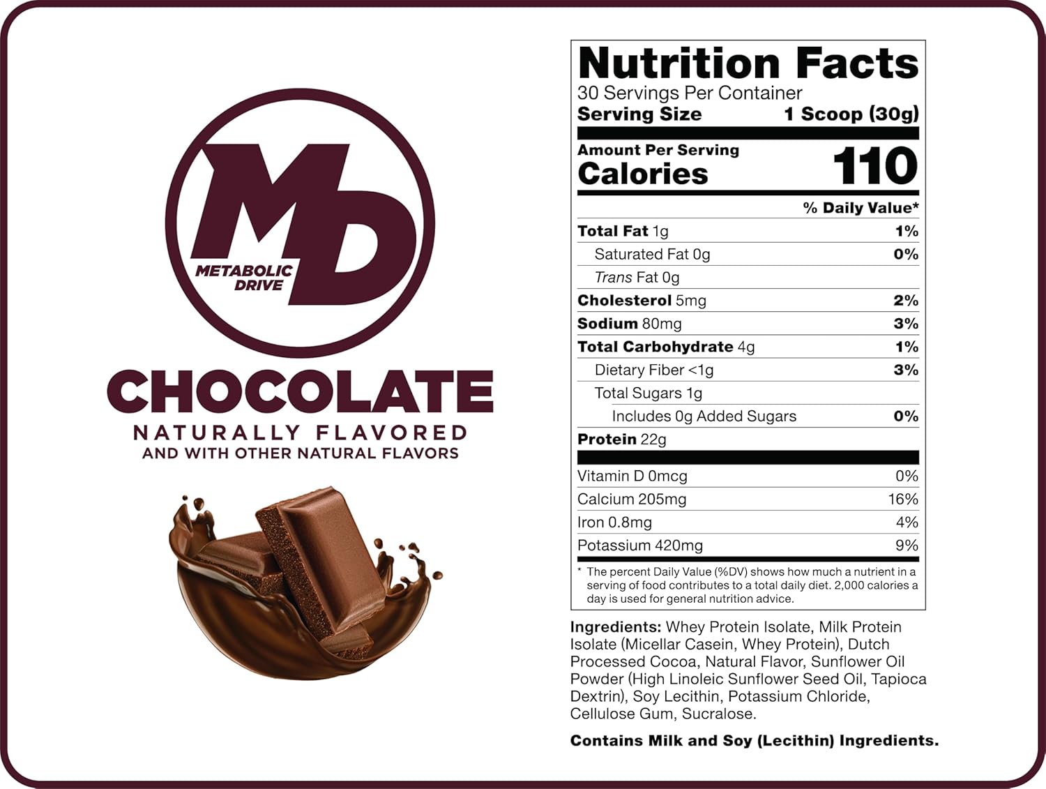 Biotest Metabolic Drive Protein Blend - Whey Isolate & Casein - Lab-Tested (2lb, Chocolate)
