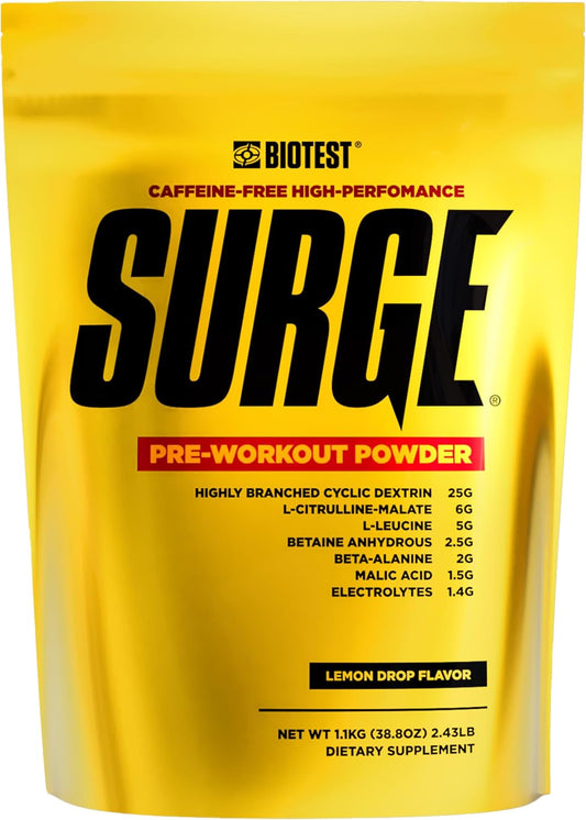 Biotest Surge Intra Performance - 50g Muscle Fuel with Cluster Dextrin & Beta-Alanine - 20 Servings, Lemon Flavor - Power, Gains & Recovery Formula