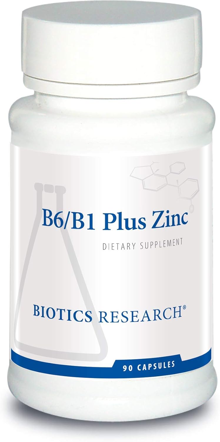 Biotics Research B6 B1 Plus Zinc Capsules - Active B Vitamins & 5mg Highly Bioavailable Zinc for 300+ Enzymes - 90 Count