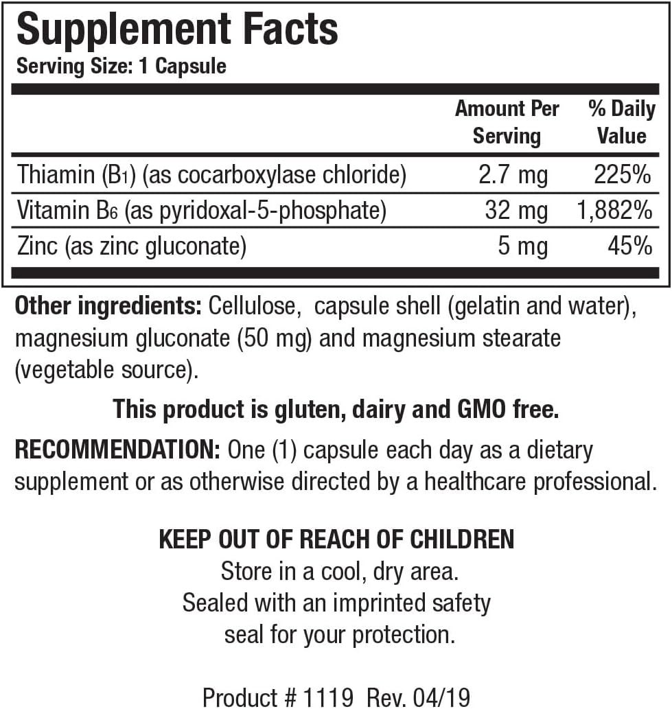 Biotics Research B6 B1 Plus Zinc Capsules - Active B Vitamins & 5mg Highly Bioavailable Zinc for 300+ Enzymes - 90 Count