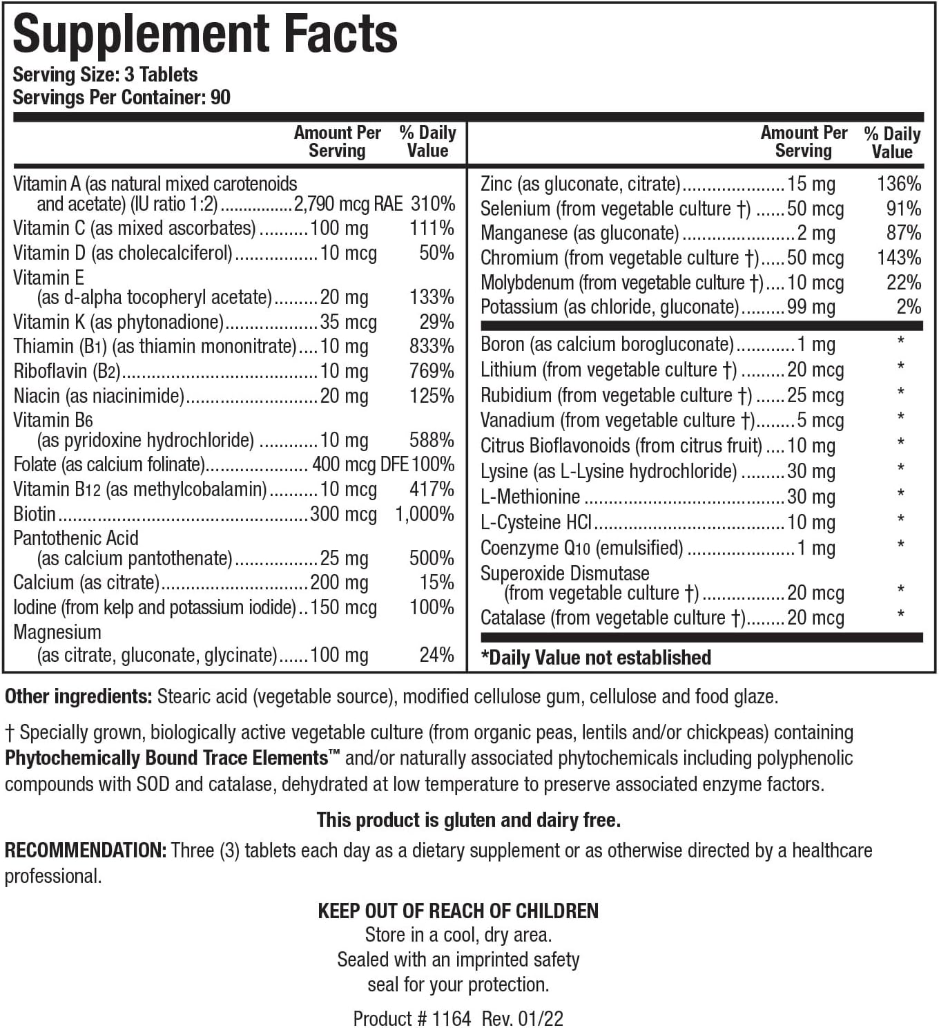 Biotics Research Bio Multi Plus Chelated Minerals Multivitamin - Iron & Copper Free, Emulsified Vitamins - High Antioxidants, 270 Count
