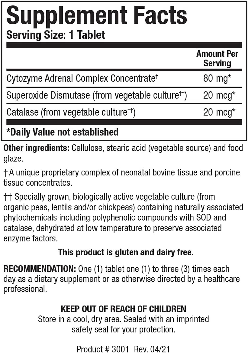 Biotics Research Cytozyme AD 60 Tablets for Healthy Energy Levels and Calmness