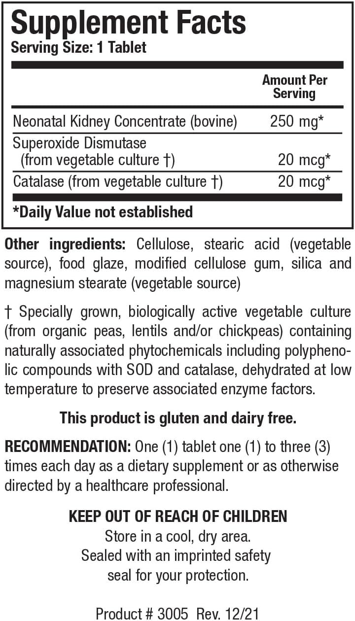 Biotics Research Cytozyme KD Neonatal Kidney Tablets for Renal & Heart Health, Antioxidant Support