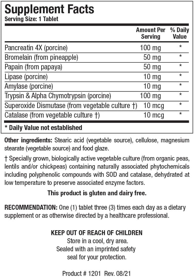 Biotics Research Intenzyme Fort™ Proteolytic Pancreatic Enzymes - 100 Tablets for Healthy Protein Digestion & Immune Function