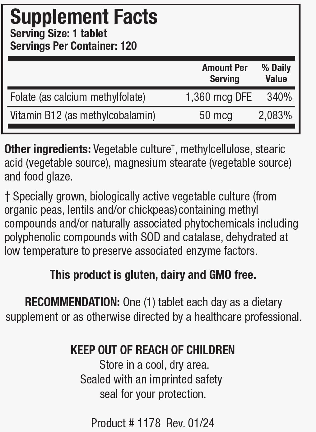 Biotics Research METHYLFOLATE Plus™: Cardiovascular, Fetal, & Nerve Health Support with Methylfolate + B12 - 120 Tablets