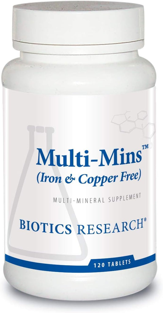 Biotics Research Multi Mins: Iron and Copper Free Mineral Complex, Chelated Source with Whole Foods, 120 Tabs