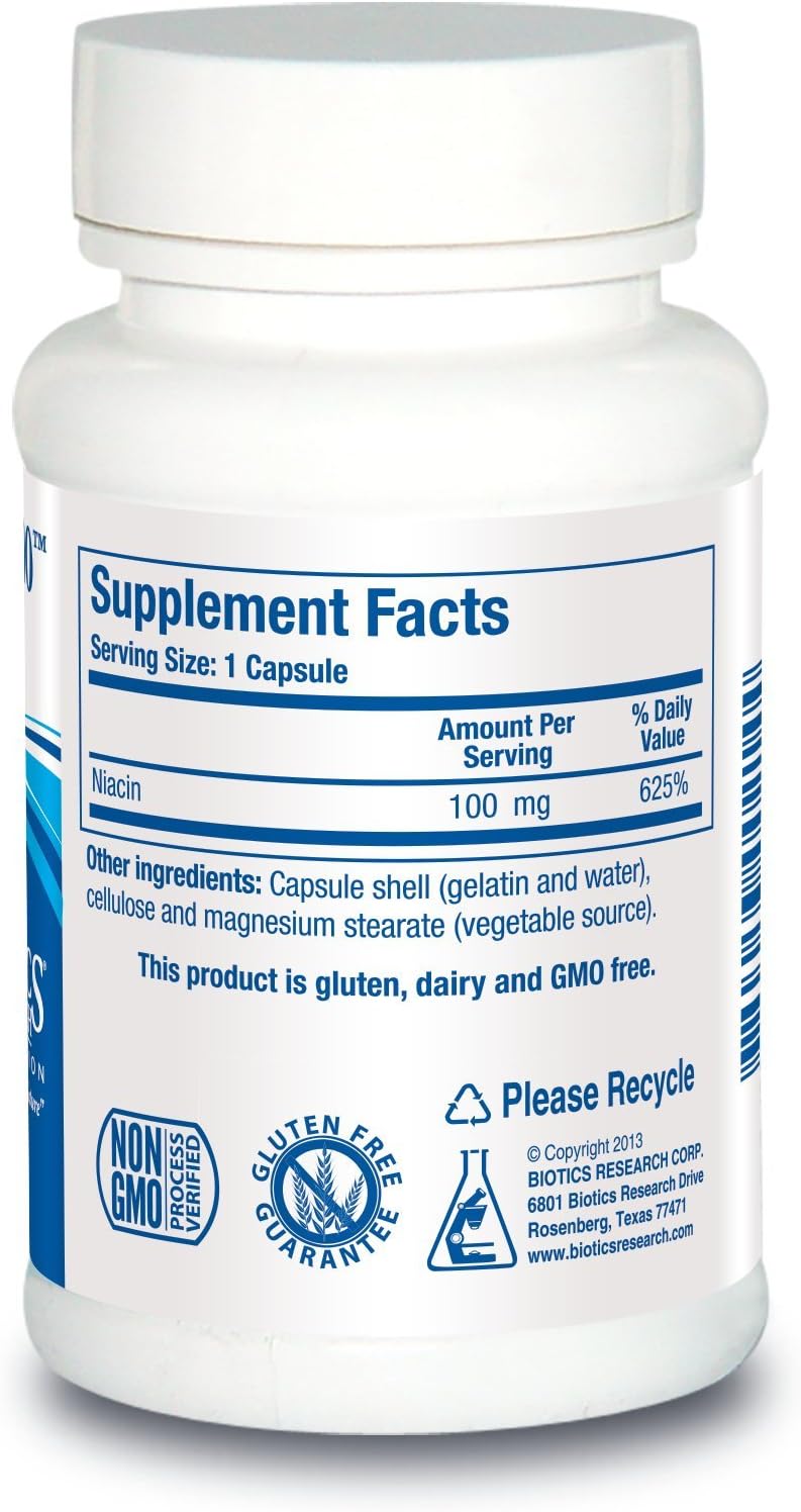 Biotics Research Niacin 100 - Vitamin B3 Supplement for Cardiovascular Health - 150 Capsules