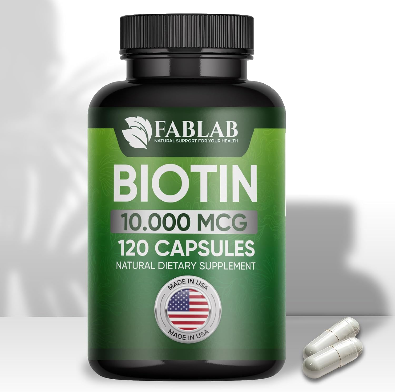 Biotin 10000 mcg Vitamins with Collagen, Keratin & Saw Palmetto - Hair Skin Nails Supplement - USA Made - 120 Capsules