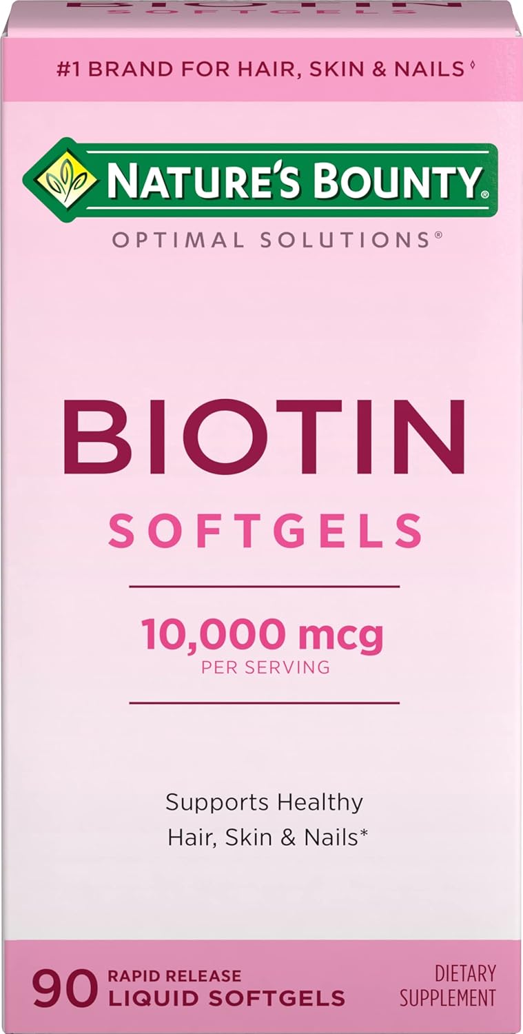 Biotin 10000mcg Supplement for Healthy Hair, Skin, and Nails - 90 Rapid Release Softgels