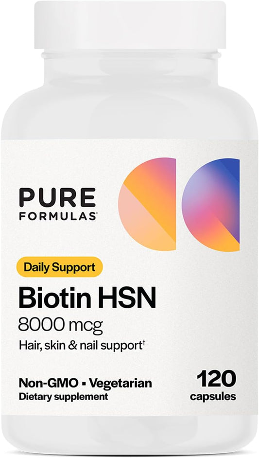 Biotin 8000 mcg Capsules for Hair, Skin, Nails Growth - B7 Vitamin Supplement for Men & Women - 120 Count