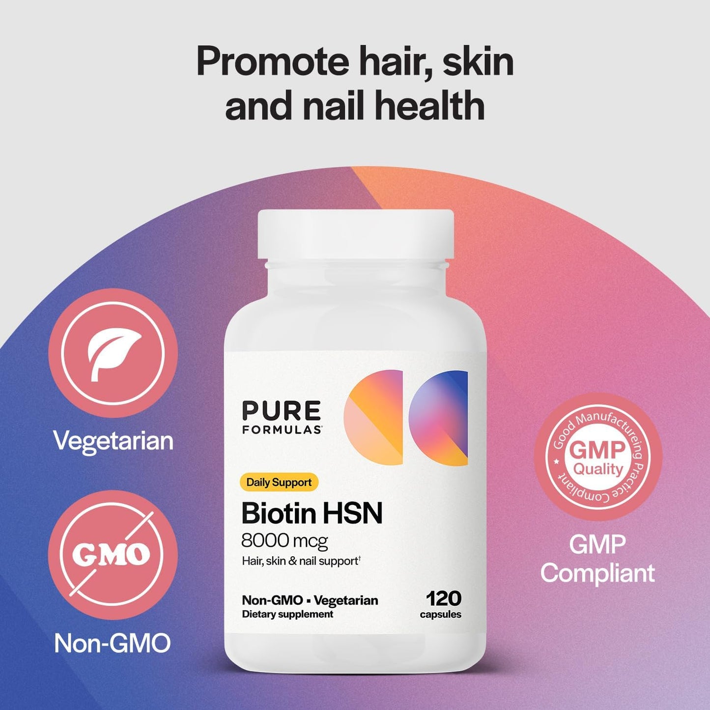 Biotin 8000 mcg Capsules for Hair, Skin, Nails Growth - B7 Vitamin Supplement for Men & Women - 120 Count