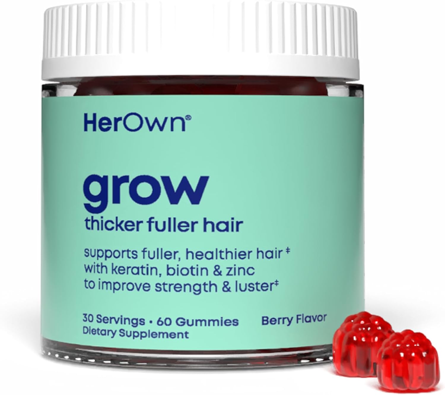 Biotin and Keratin Hair Gummies for Fuller, Thicker Hair - Berry Flavor, 60 Count