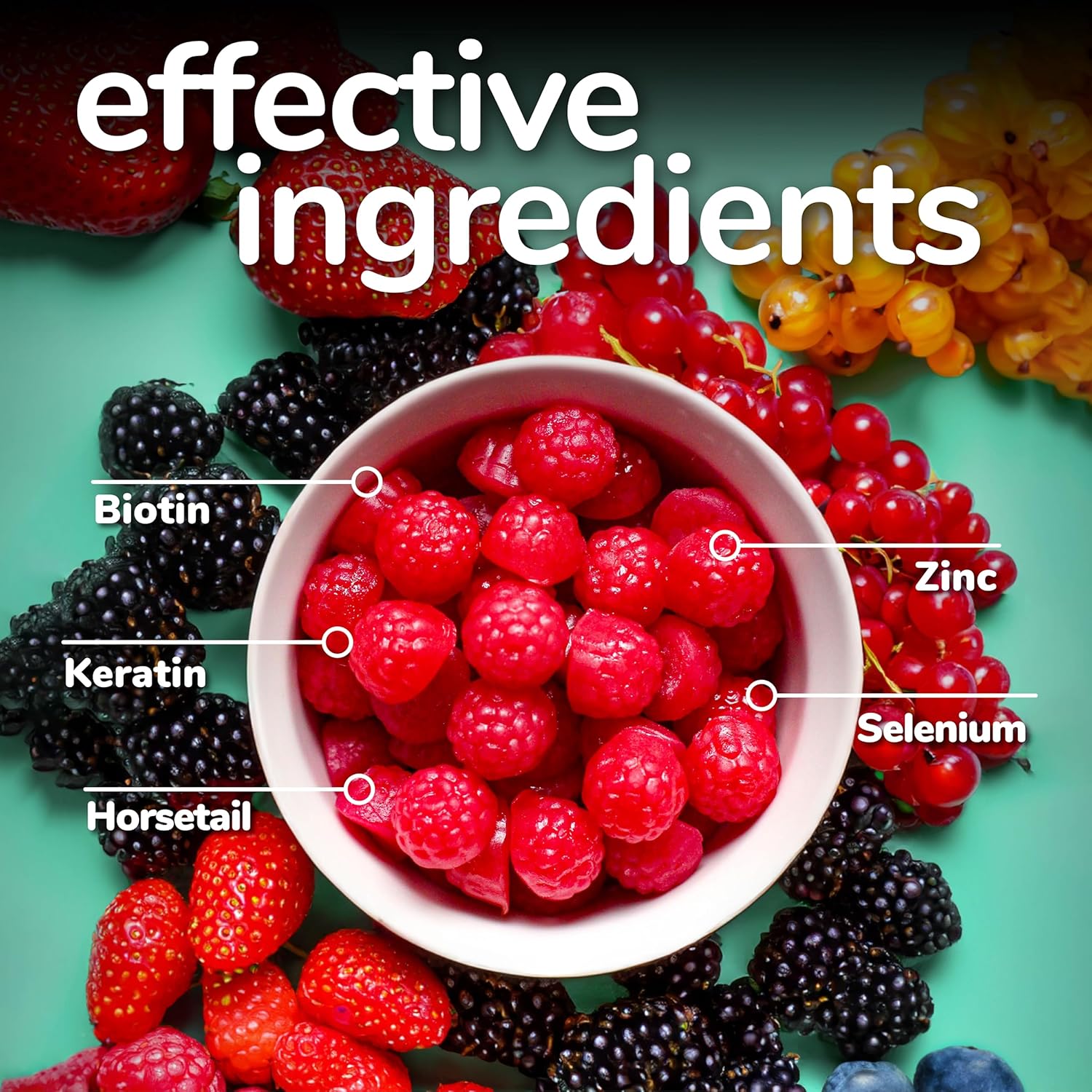 Biotin and Keratin Hair Gummies for Fuller, Thicker Hair - Berry Flavor, 60 Count