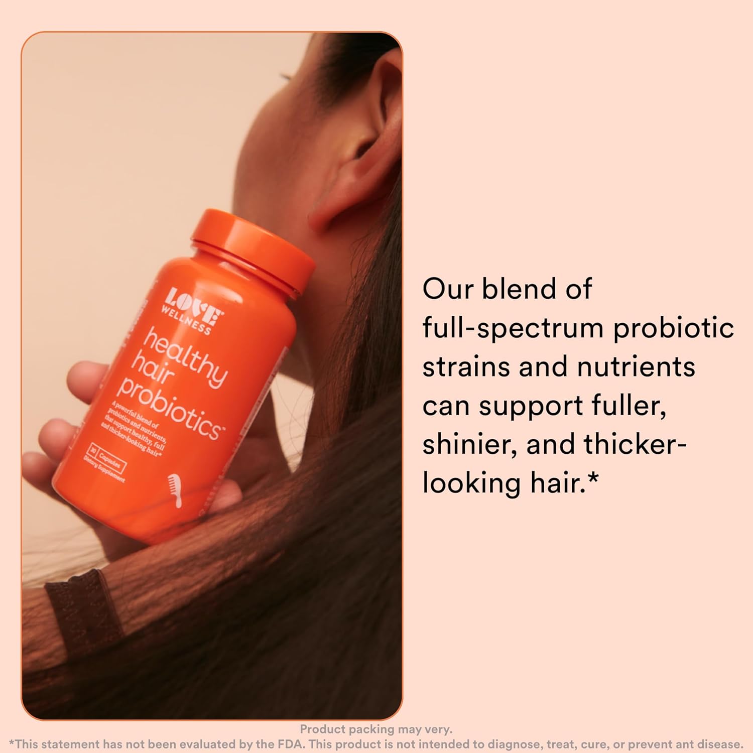 Biotin and Vitamin B12 Hair Growth Supplement for Healthy Scalp and Fuller Hair - Love Wellness Healthy Hair Probiotics (30 Capsules)
