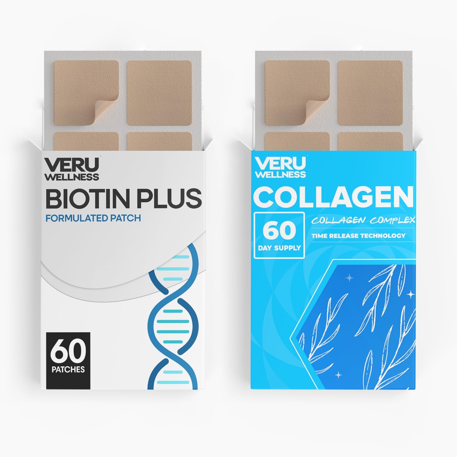 Biotin Collagen Hair Skin Nail Patches - Self-Adhesive Time Release Topical Patch (60 Day Supply)